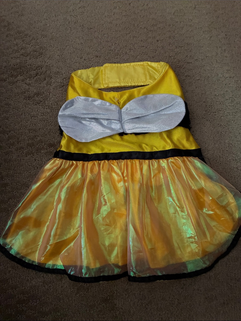 Yellow Bee Dog Costume Dress with Silver Wings - Kids